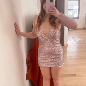 Deep plunge sequin mini dress